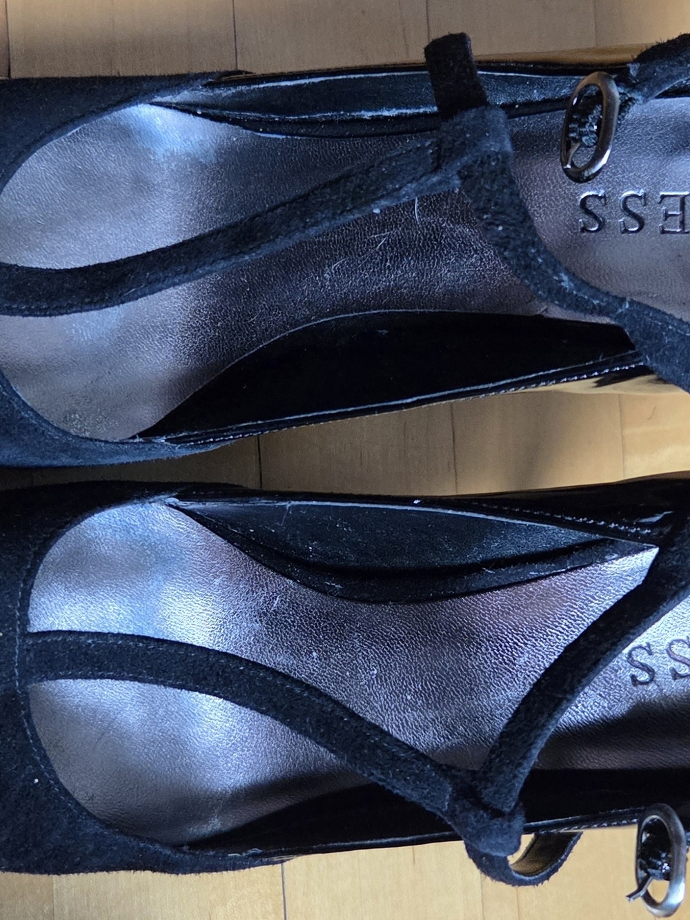 Guess Black Suede Mary Jane Heels with Strap